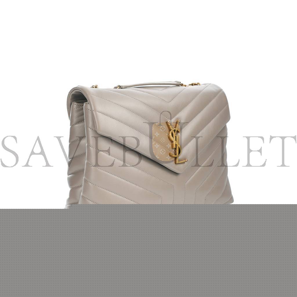 y*l Sa**t Lau*nt loulou greyish brown medium shoulder bag in quilted leather 392288 (32*22*11cm)